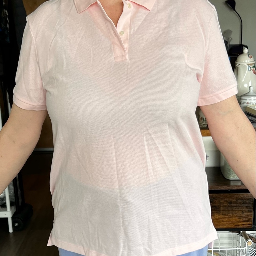 Lacoste Light Pink Short Sleeve Button-Down Polo Shirt